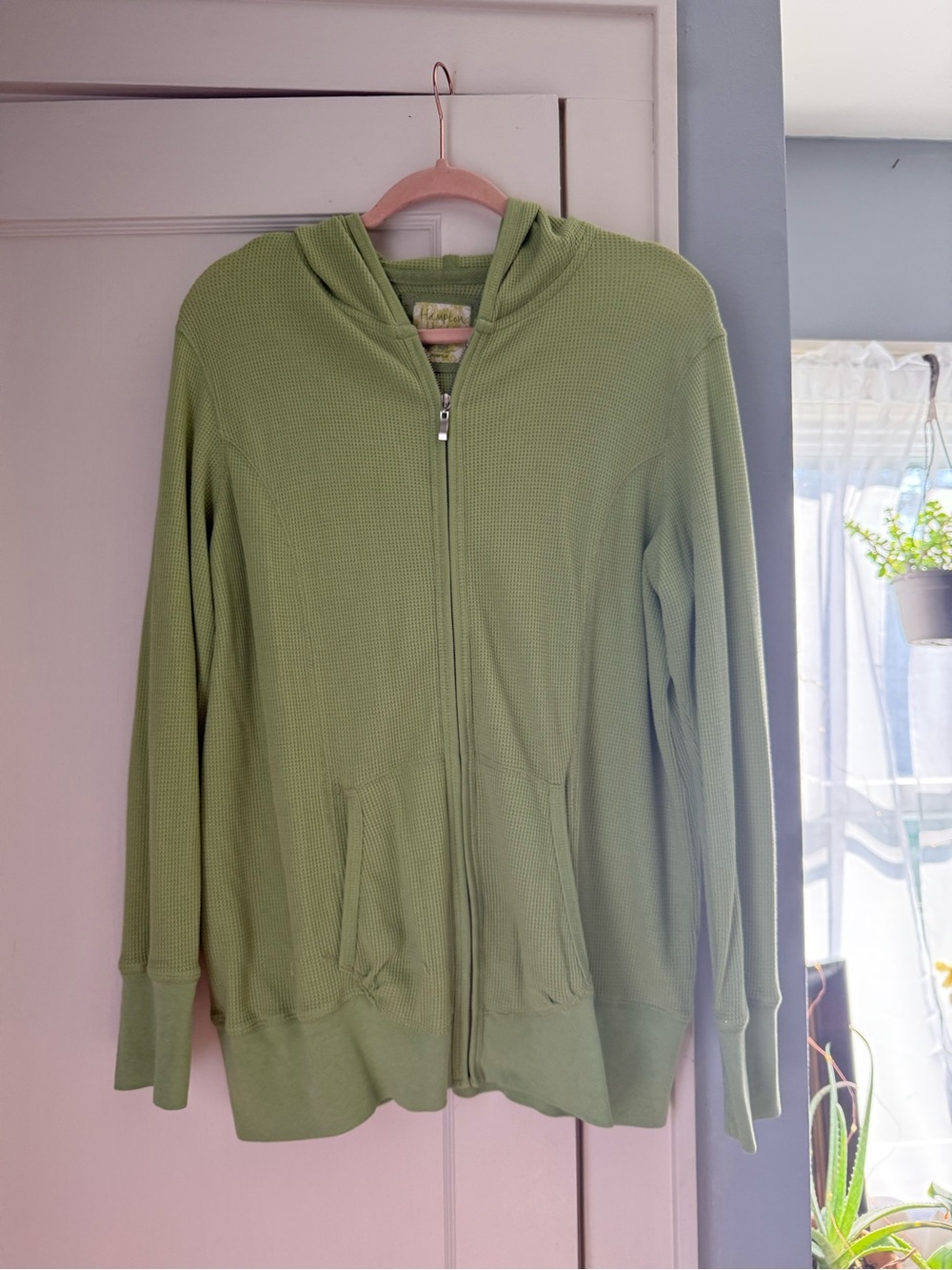 Light Green Zip-Up Hooded Sweatshirt